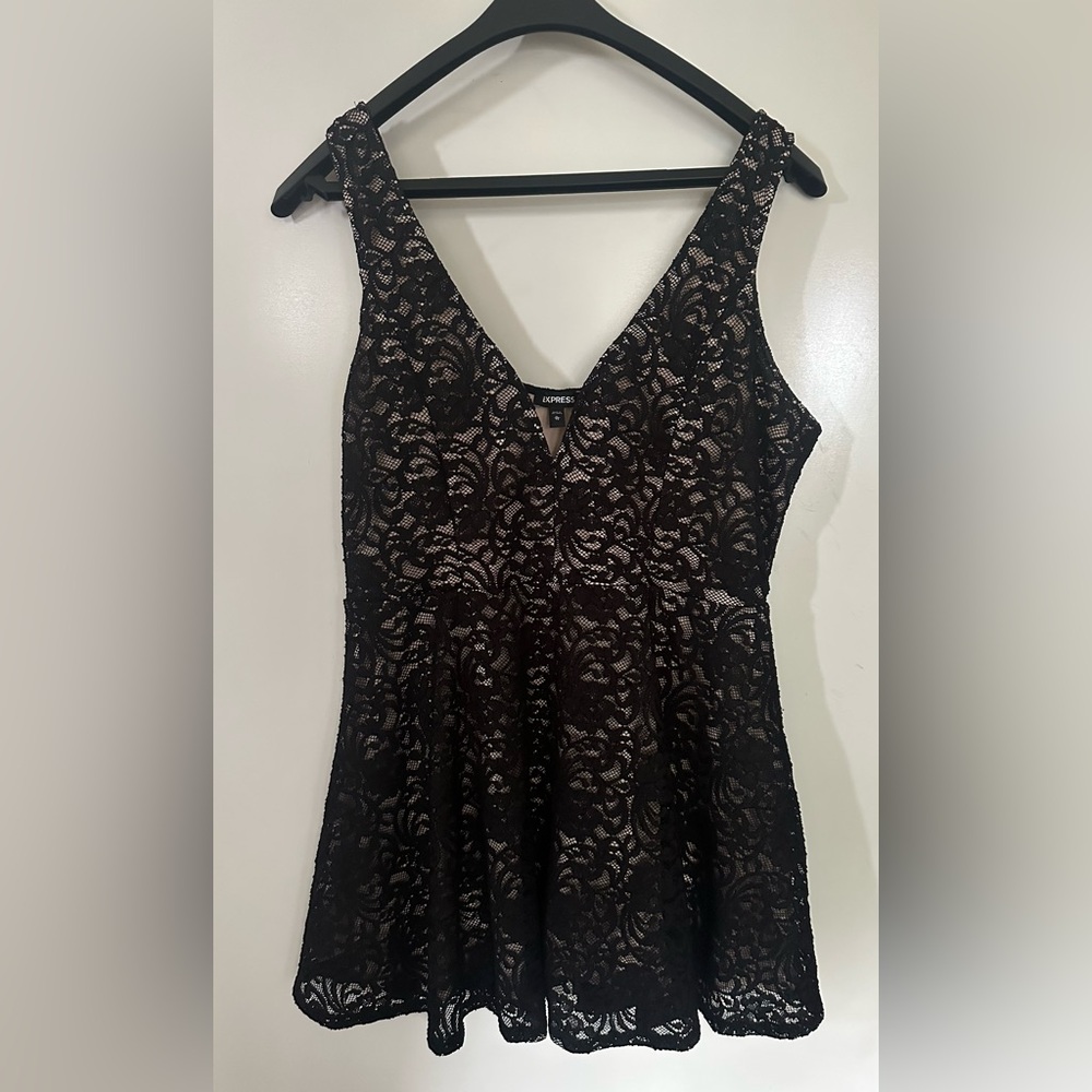 Express Black Lace V-Neck Dress